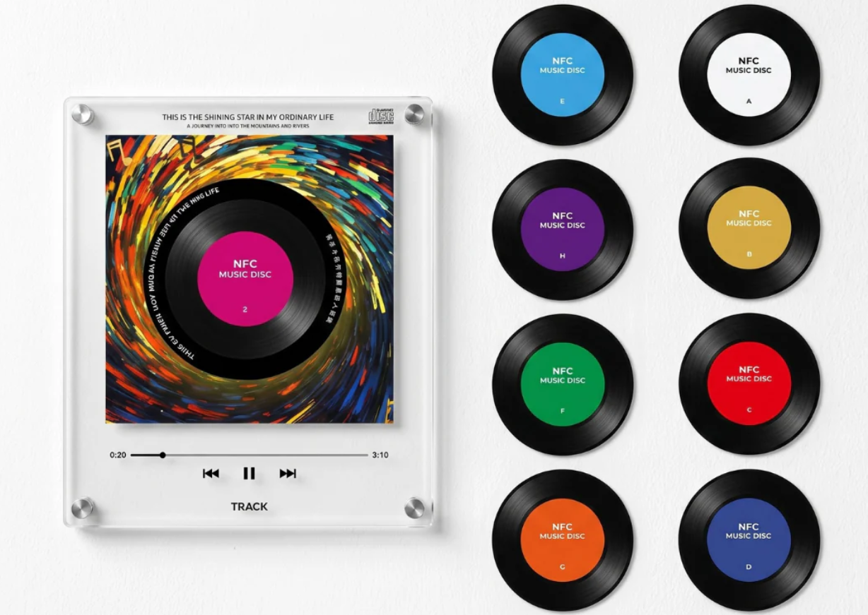 Imán de nevera con vinilos musicales